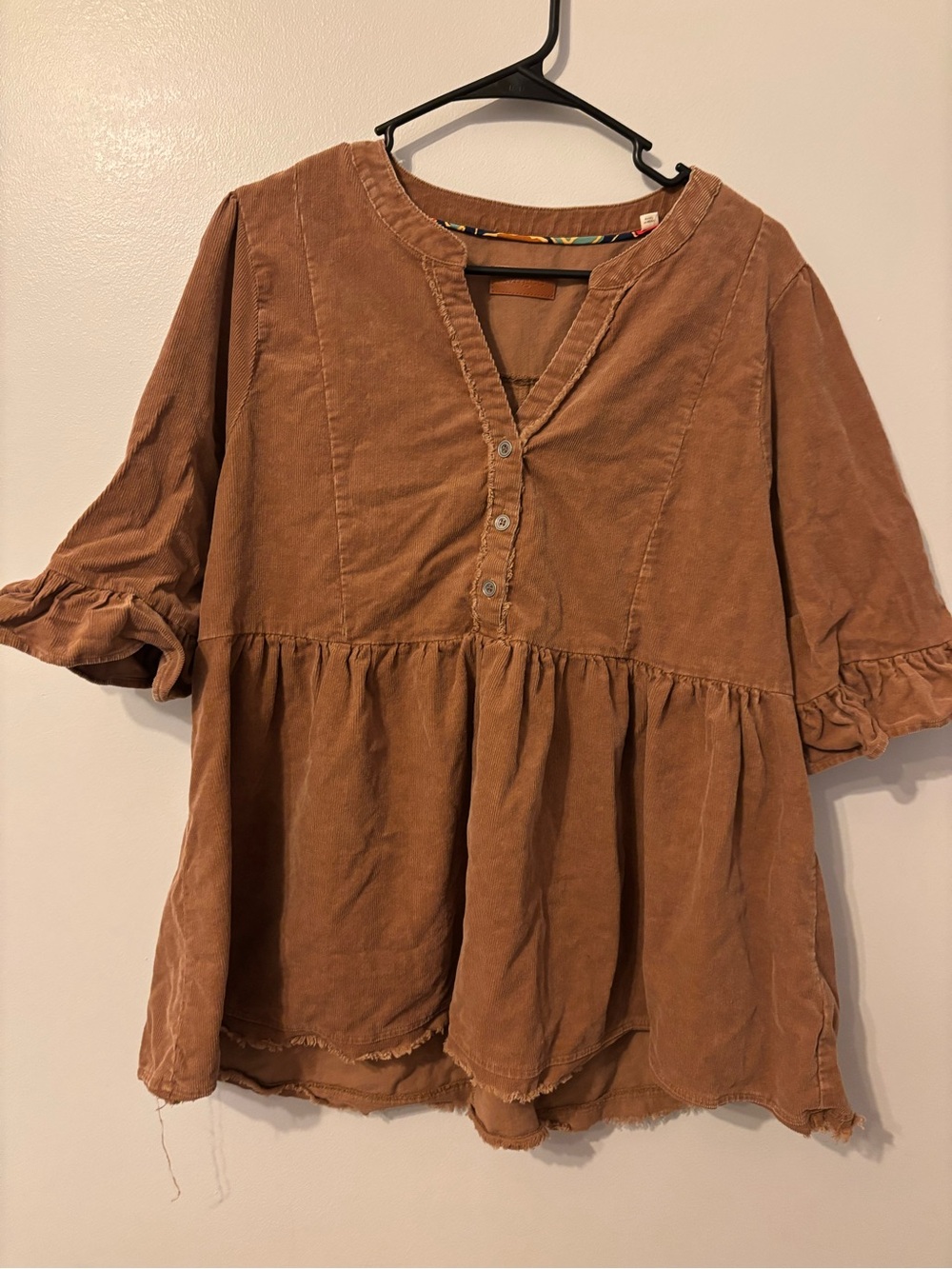 Large Umgee mineral-washed corduroy babydoll top